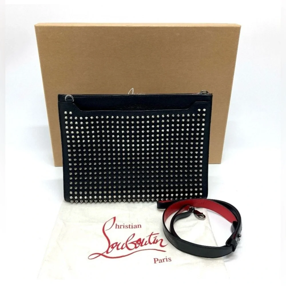 Christian Louboutin Studded Black Crossbody Bag clutch excellent condition - Picture 1 of 13